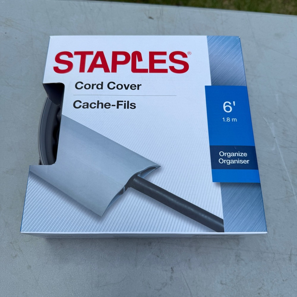 Staples Floor Cord Cover 6ft Gray With Double Sided Tape